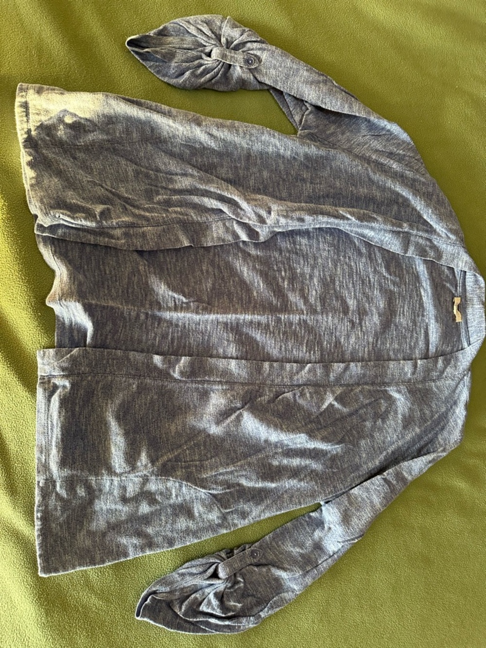 Talbots Heathered Blue Open Front Cardigan with Convertible Sleeves - Size L